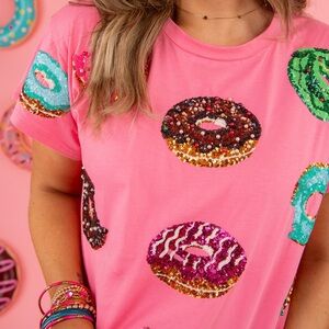 Queen of Sparkles Pink Donut Tee - size Extra Small